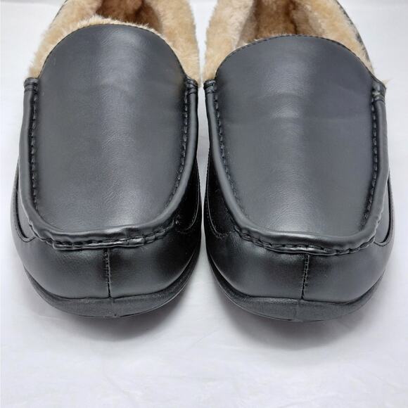 Deer Stags Slipperooz Black Faux Leather Slippers Mens 12M Indoor Outdoor Loafer - Picture 4 of 11